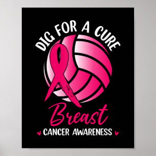 Graaf voor Cure Ribbon Volleybal Borstkanker Aware Poster