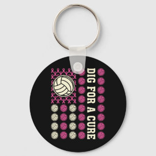 Graaf voor Cure Ribbon Volleybal Roze Borstkanker Sleutelhanger