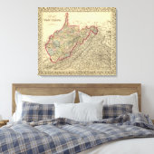 Graafkaart West Virginia Canvas Afdruk (Insitu (Slaapkamer))