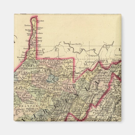 Graafkaart West Virginia Magneet (Voorkant)