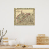 Graafkaart West Virginia Poster (Keuken)