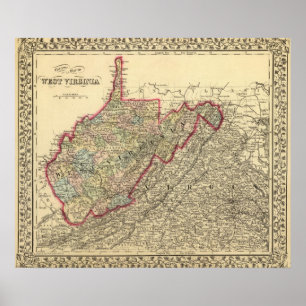 Graafkaart West Virginia Poster