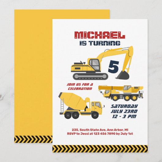 Graafkraan Bouwer Bouwvakker Jongens Verjaardag Kaart (Voorkant / Achterkant)