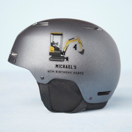 Graafmachine bouw 4e verjaardag weggeefactie sticker (Helm Zijkant)