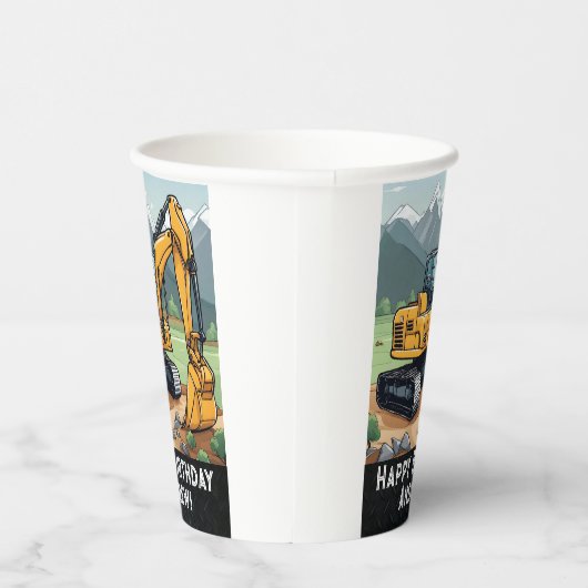 Graafmachine Bouwmachines Graver Verjaardag Papieren Bekers (Rechts)