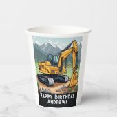 Graafmachine Bouwmachines Graver Verjaardag Papieren Bekers (Voorkant)