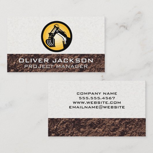 Graafmachine Bouwvoertuig Icoon Visitekaartje (Voorkant / Achterkant)