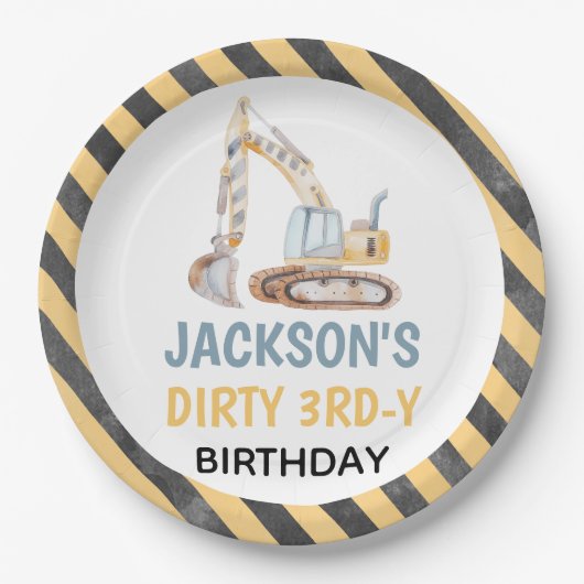 Graafmachine Gele Bouw Vuile 3rdy Bord (Voorkant)