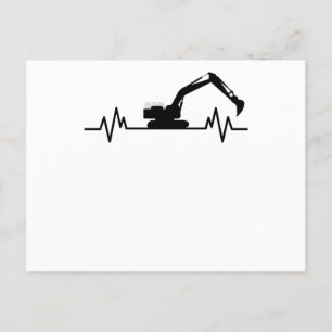 Graafmachine Hartslag Motief Bouwarbeider Cadeau Briefkaart