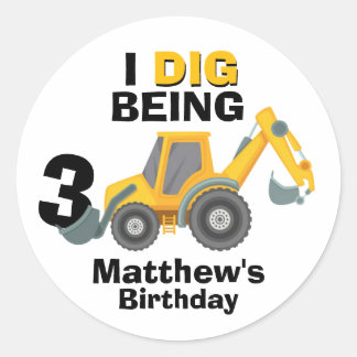 Graafmachine Ik graaf Omdat Verjaardag Ronde Sticker