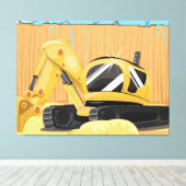 Graafmachine op een Bouwplaats Canvas Afdruk (Insitu (Houten vloer))