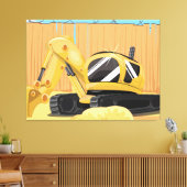 Graafmachine op een Bouwplaats Canvas Afdruk (Insitu (Woonkamer))