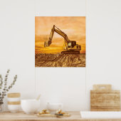 Graafmachine Poster - Zware apparatuur bij zonsond (Keuken)