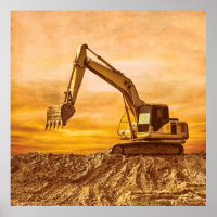 Graafmachine Poster - Zware apparatuur bij zonsond