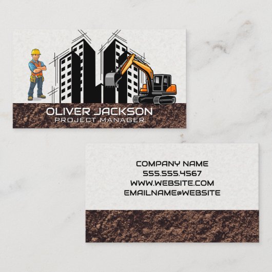 Graafmachine Voertuig | Bouwarbeider  Visitekaartje (Voorkant / Achterkant)