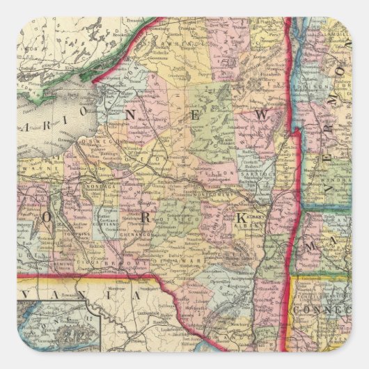 graafschap van de staten van New York Vierkante Sticker (Voorkant)