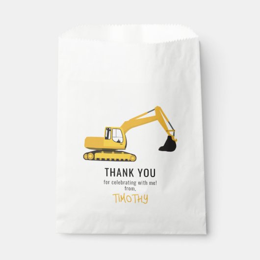 Graafwerktuig Bouwwagens Verjaardagsfeestgunst Bedankzakje (Voorkant)