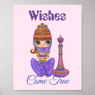 Graag kom je met echte Paarse Genie Girl Magic Bot Poster