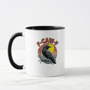 Graaiende Kraai F-Caw-F Retro Zonsondergang Volwas Mok