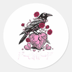 Graaiende Kraai F-caw-f Valentijnsdag Zwarte Vogel Ronde Sticker
