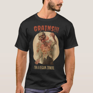 Graan Ik ben een vegan zombie grappige horror T-shirt