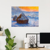 Graanschoven bij zonsondergang, Sneeuw Effect, Poster (Thuiskantoor)