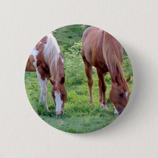 Graaspaarden Ronde Button 5,7 Cm (Voorkant)