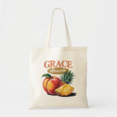 Grace Abounds Peach Pineapple Retro Faith T-shirt Tote Bag (Voorkant)