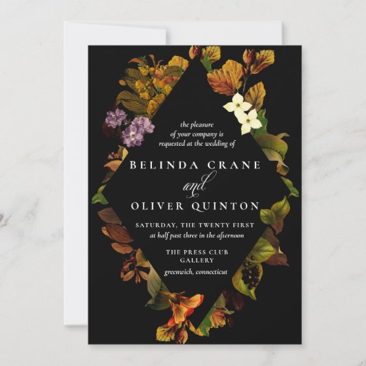 Grace Automne Sombre Vintage Mariage Invitations (Devant)