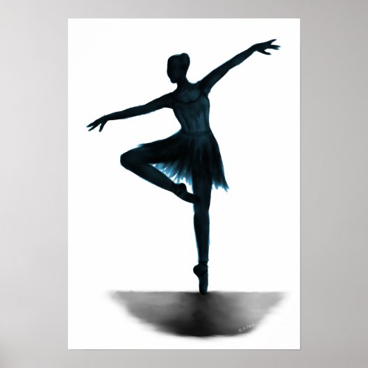 "Grace" ballerina poster - blauw (Voorkant)