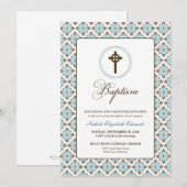  Grace Baptism 5x7 Uitnodiging (bruin/aqua) (Voorkant / Achterkant)