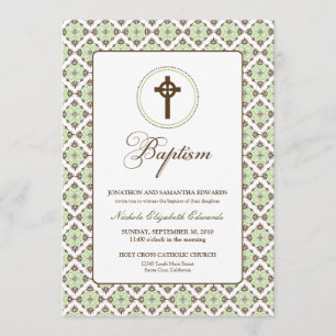  Grace Baptism 5x7 Uitnodiging (bruin/sage)