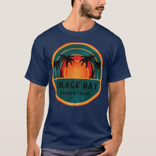 Grace Bay Turks Caicos Beach Retro Sunset T-shirt