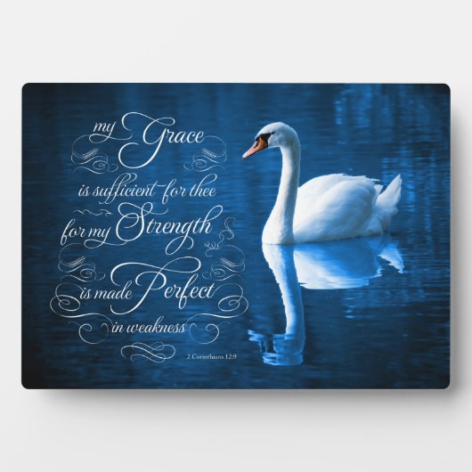 Grace Bible Verse Mute Swan Easel Plaque Fotoplaat (voorkant)