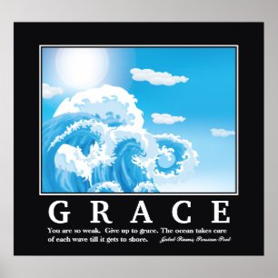 Grace, blauwe witte oceaangolven motivatie poster