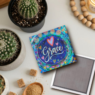 Grace Blue Leuke Harten Moderne Inspirivity Magneet