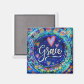 Grace Blue Leuke Harten Moderne Inspirivity Magneet (Voorkant / Achterkant)