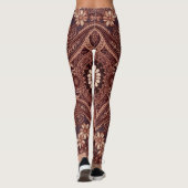 Grace Burgundy Daisy Paisley Embroidery Pattern Leggings (Achterkant)