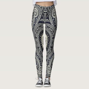 Grace Charcoal Sunburst Paisley Erfgoed Patroon Leggings