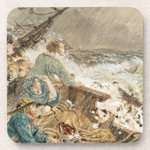 Grace Darling en haar vader redden de schipbreuk Onderzetter