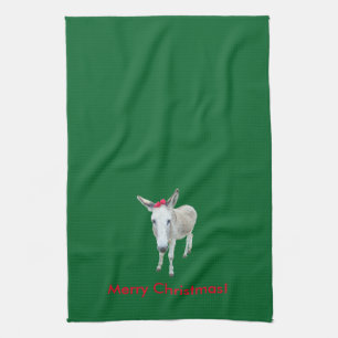 Grace de Donkey met een rode boe Theedoek