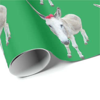 Grace de Donkey met een rode pootpapier Cadeaupapier