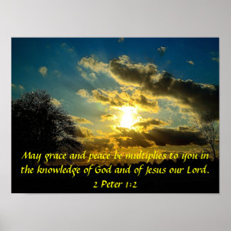 Grace en Peace tweeslachtig versum 2 Peter 1:2 pos Poster