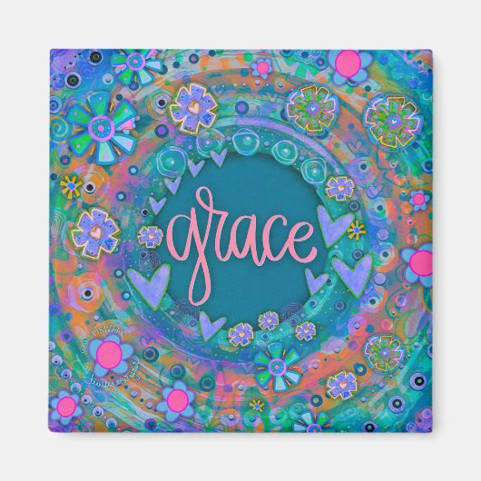 Grace  Fun Floral Modern Inspirity Magneet (Voorkant)