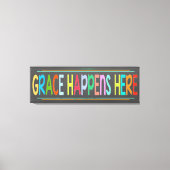 Grace gebeurt hier in kleurrijk Christelijk karton Canvas Afdruk (Voorkant)