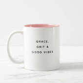 Grace Grit & Good Vibes Funny Modern Mug Tweekleurige Koffiemok (Links)