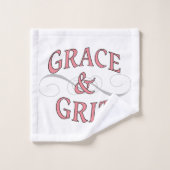 Grace & Grit in roze en grijs Bad Handdoek (Wasdoekje)
