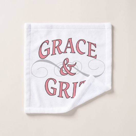 Grace & Grit in roze en grijs Bad Handdoek (Wasdoekje)