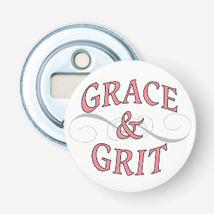 Grace & Grit in roze en grijs Button Flesopener