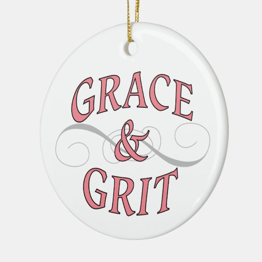 Grace & Grit in roze en grijs Keramisch Ornament (Links)